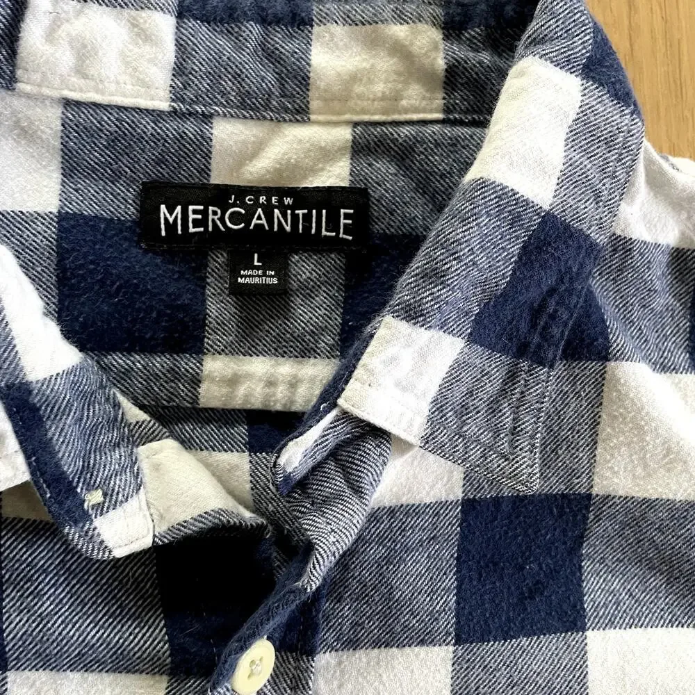 Men's J. Crew Blue Buffalo Plaid Button up Long sleeve Large